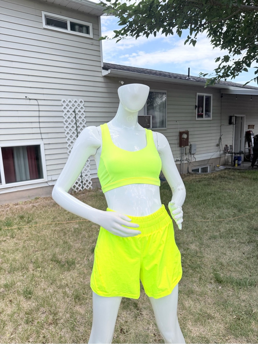 lululemon athletica Neon Yellow Athletic Shorts Set